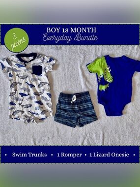 Boys 18-Month Navy & Green Everyday Romper and Shorts Set